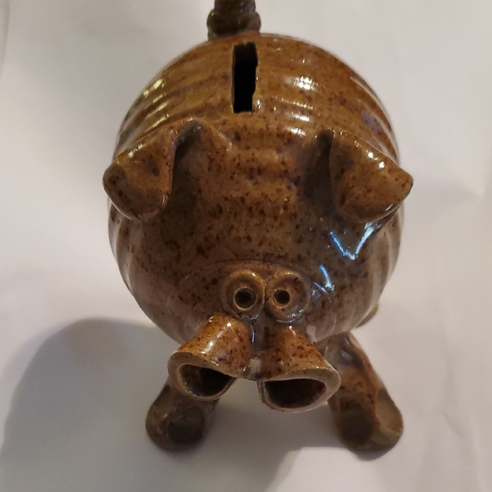Stoneware Brown Glazed Ceramic Piggy Bank Small